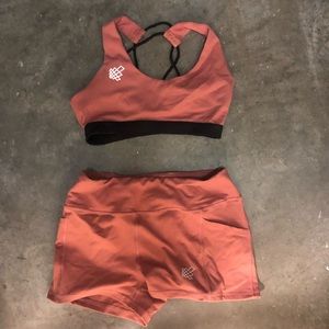 Rose sports bra and shorts